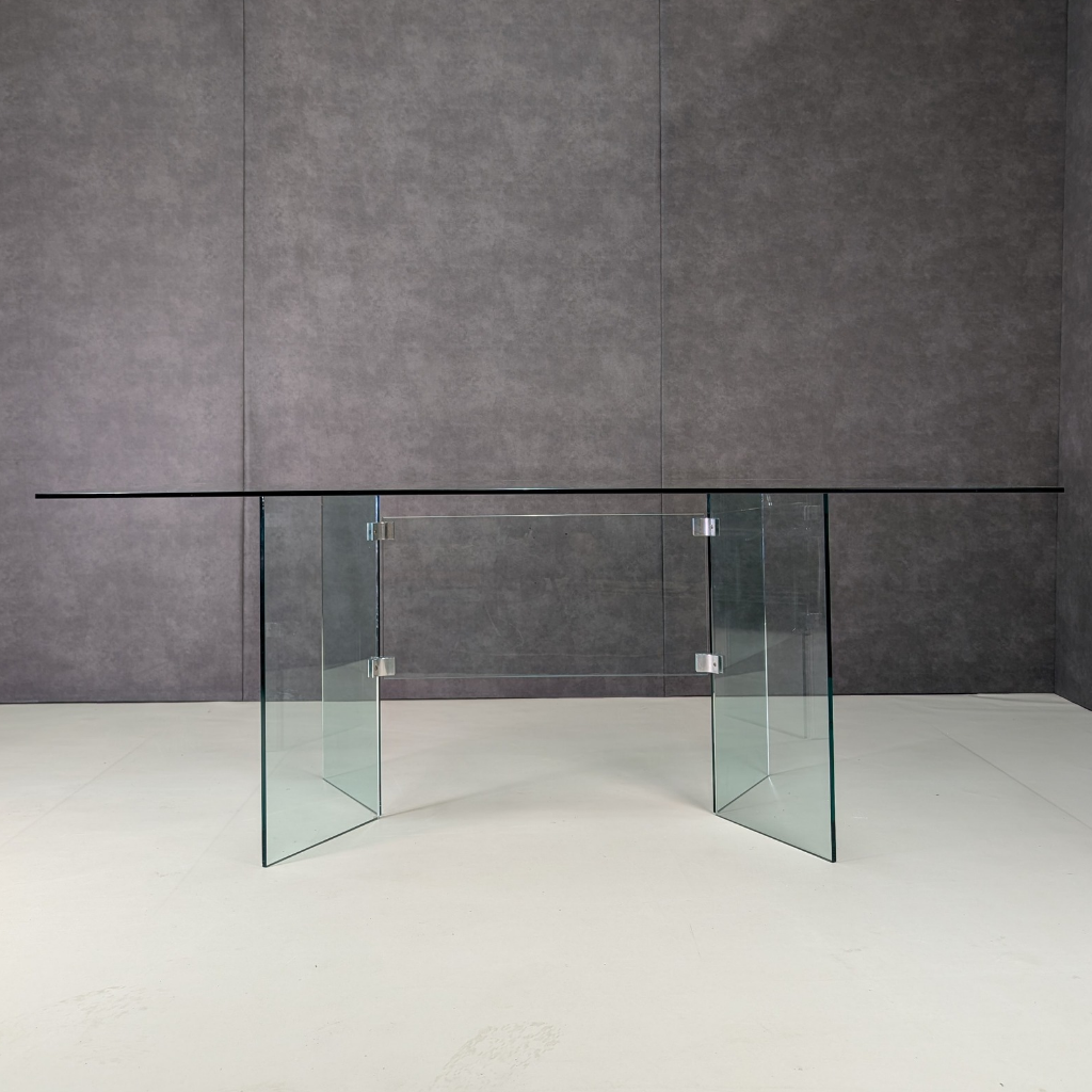 Vintage Minimalist Architectural Glass Dining Table
