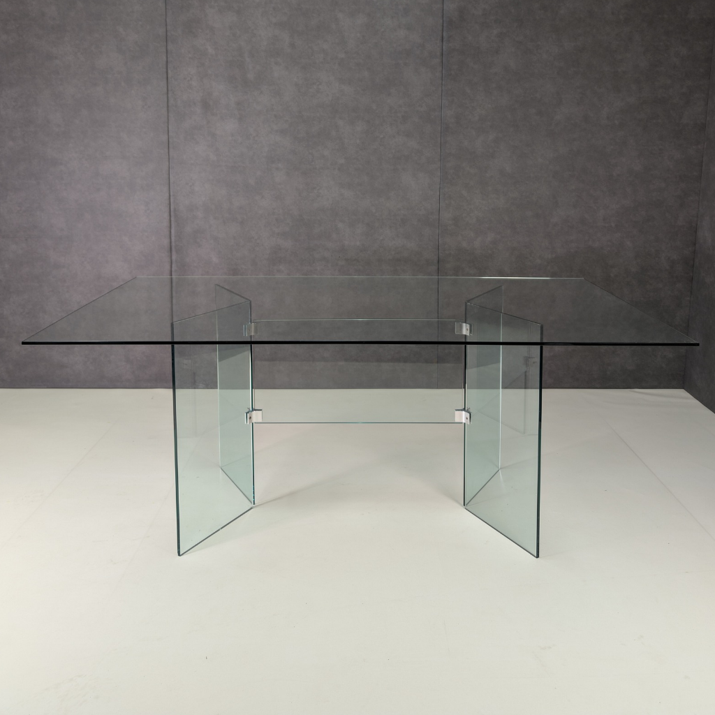 Vintage Minimalist Architectural Glass Dining Table