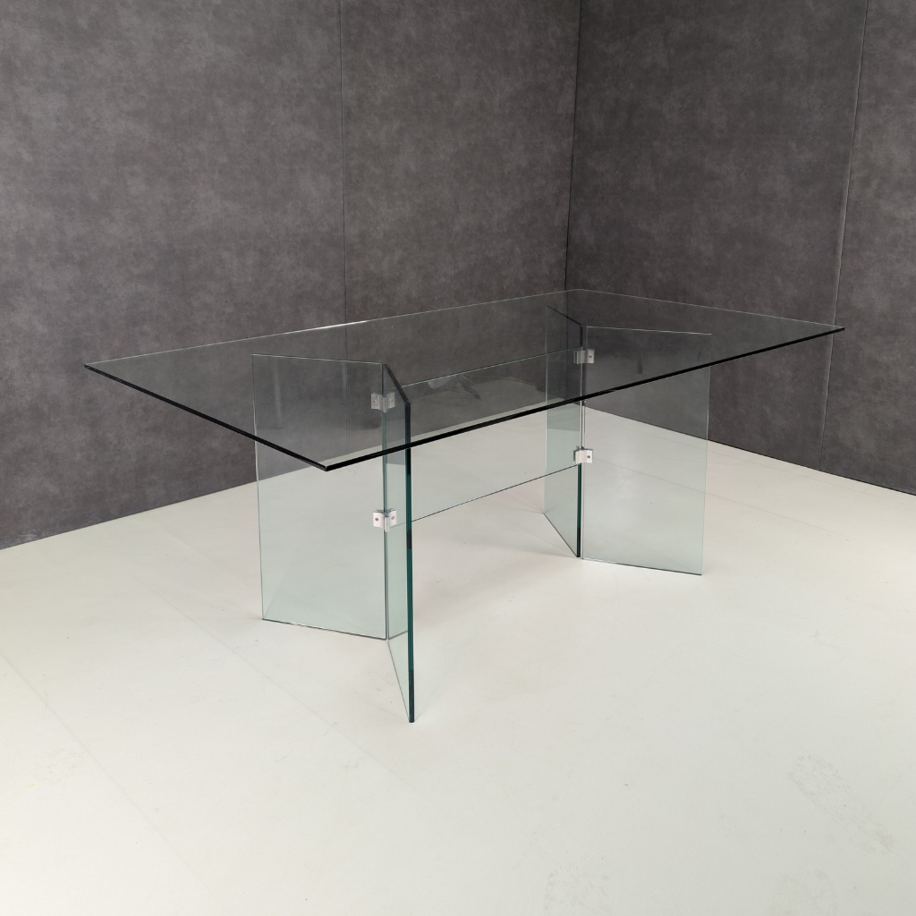 Vintage Minimalist Architectural Glass Dining Table