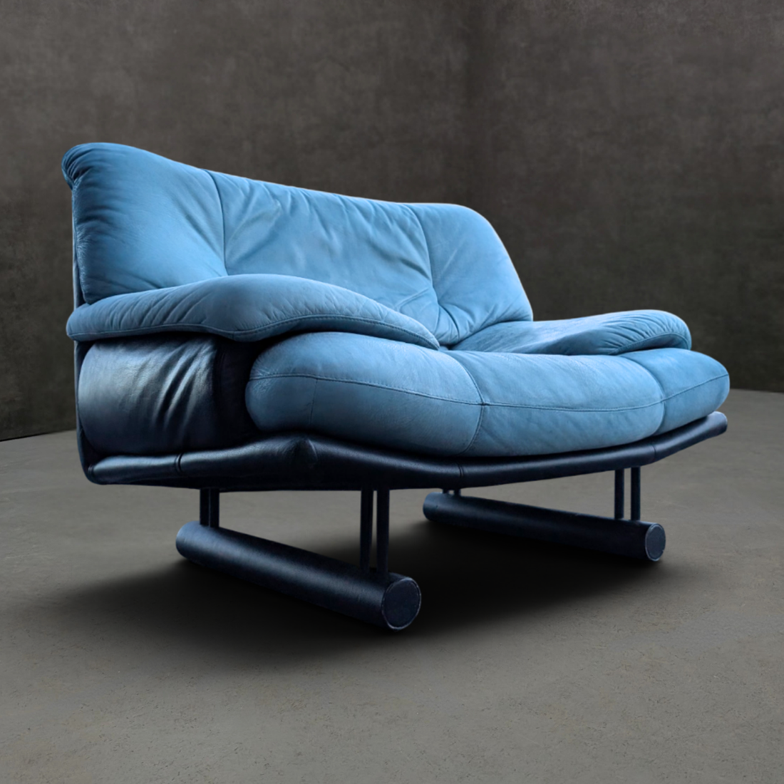 Italian Leather Lounge Armchair circa 1990