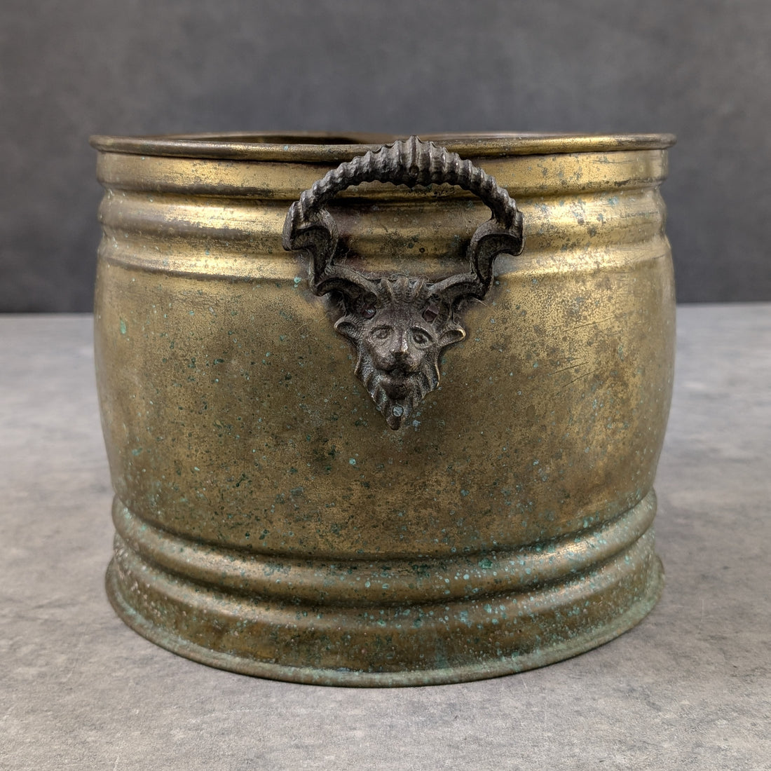 Antique Brass Planter with Satyr Handles