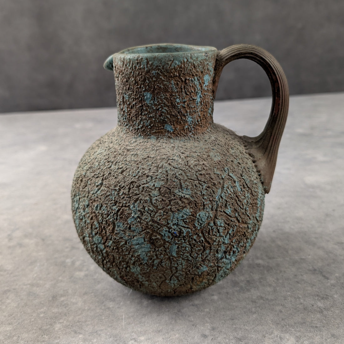 Italian glass jug mid century textured finish