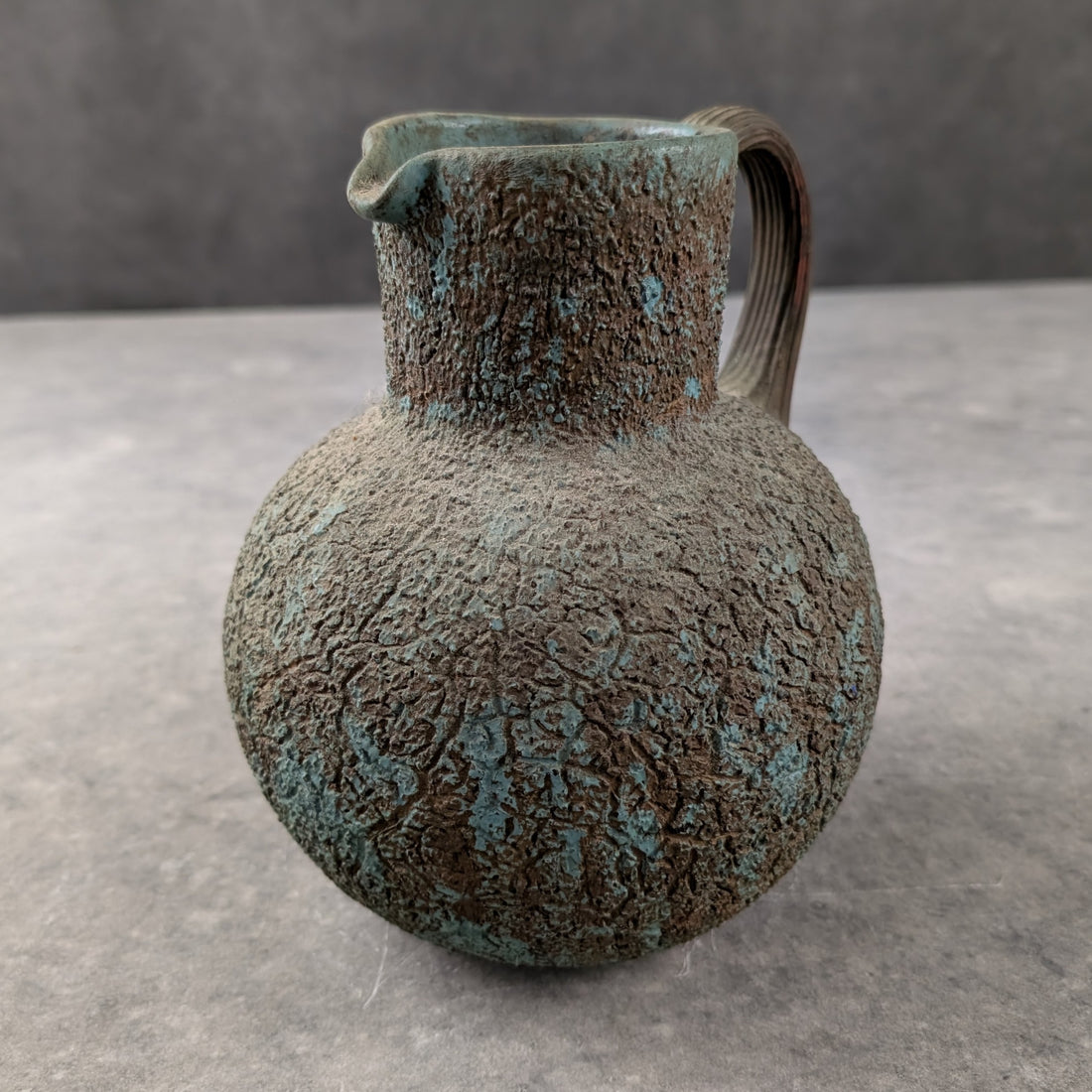 Italian glass jug mid century textured finish