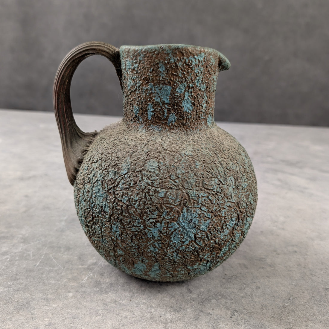 Italian glass jug mid century textured finish
