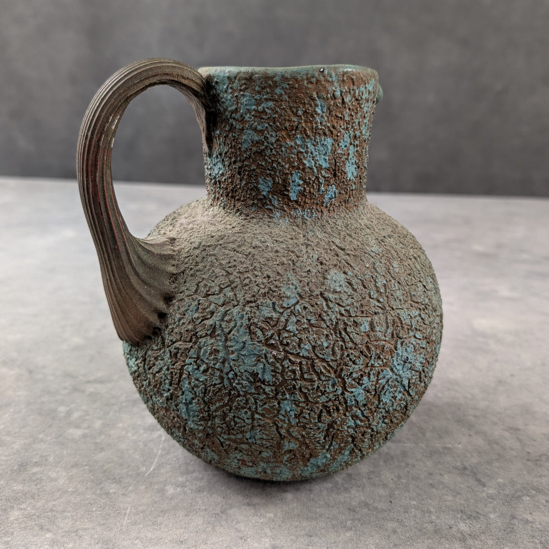 Italian glass jug mid century textured finish