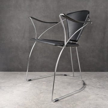 TWO | Italian Modernist Chrome and Leather Dining Chairs