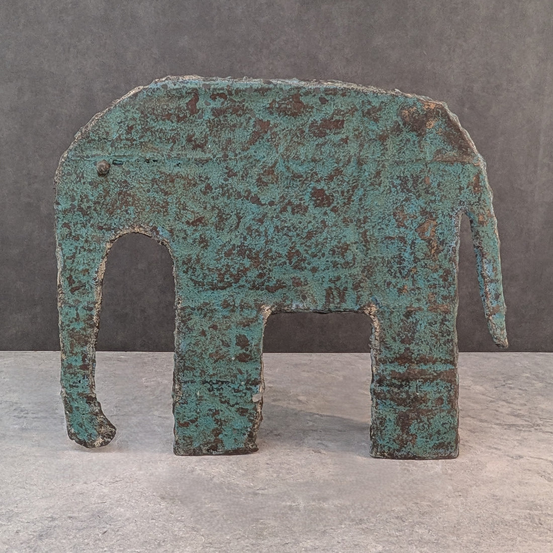 Large Verdigris Tin Elephant | Folk Art Presence