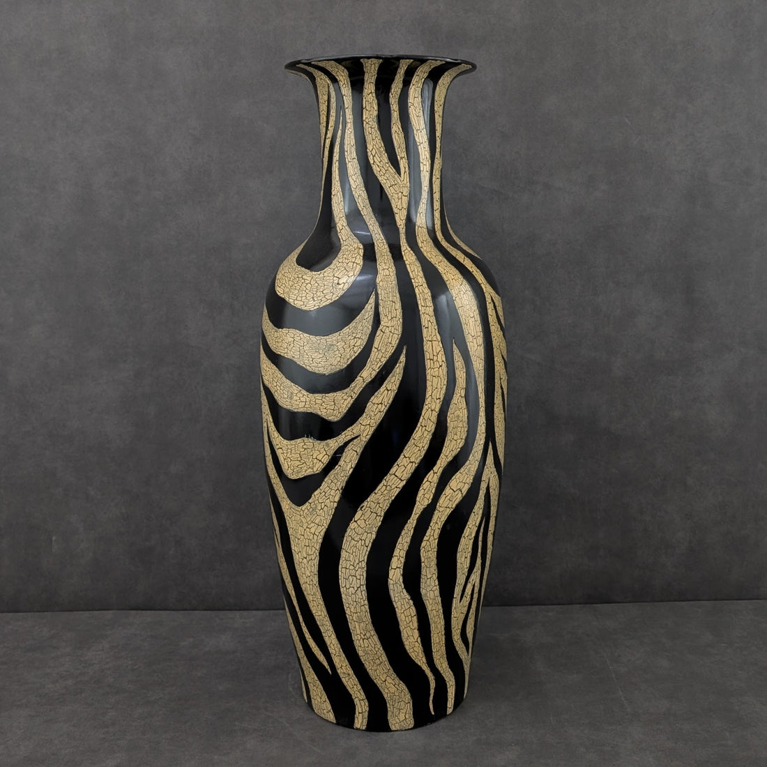 Italian Ceramic Floor VaseItalian Ceramic Floor Vase Circa 1980 Black Glaze and Craquelure