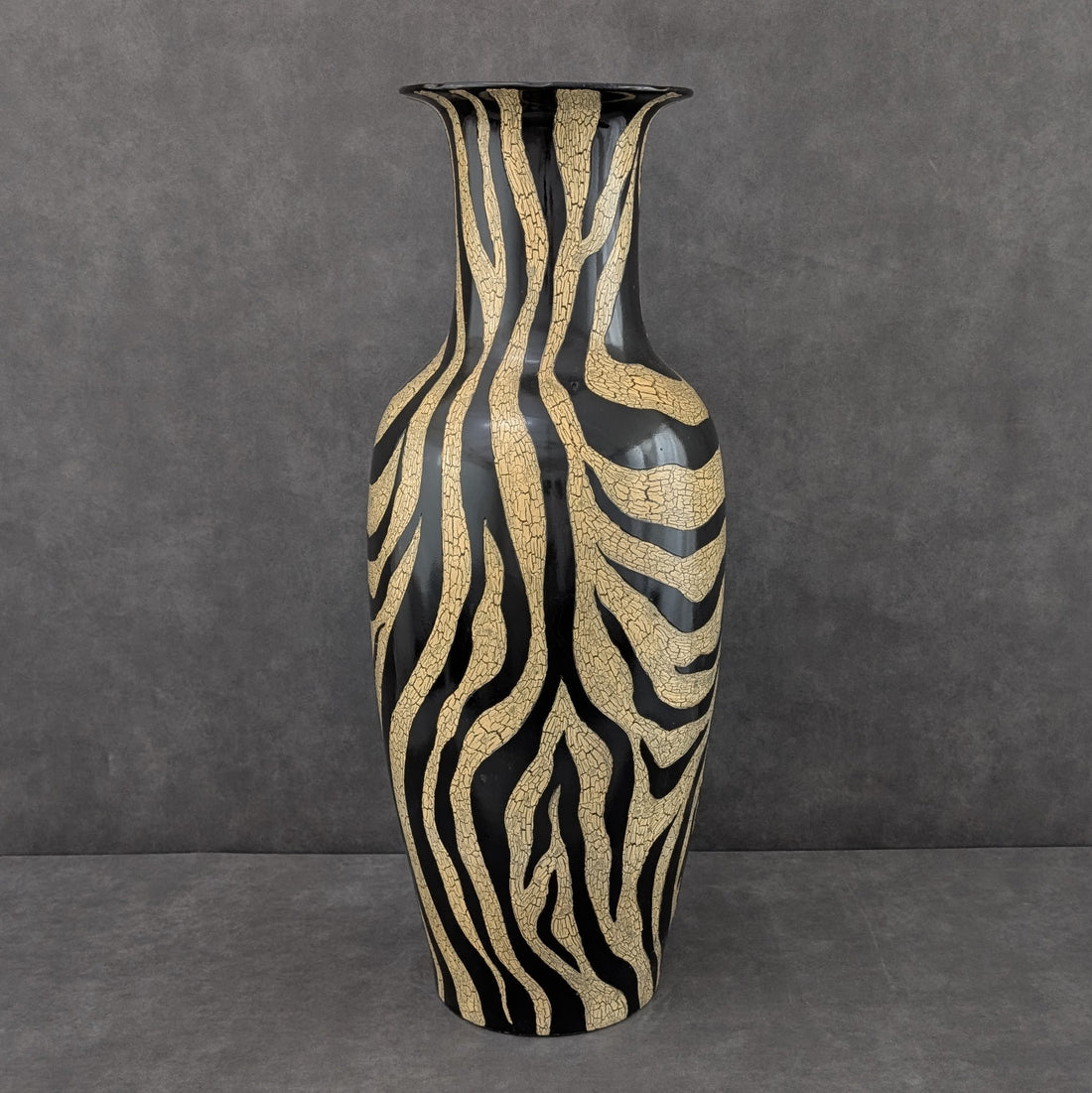 Italian Ceramic Floor VaseItalian Ceramic Floor Vase Circa 1980 Black Glaze and Craquelure