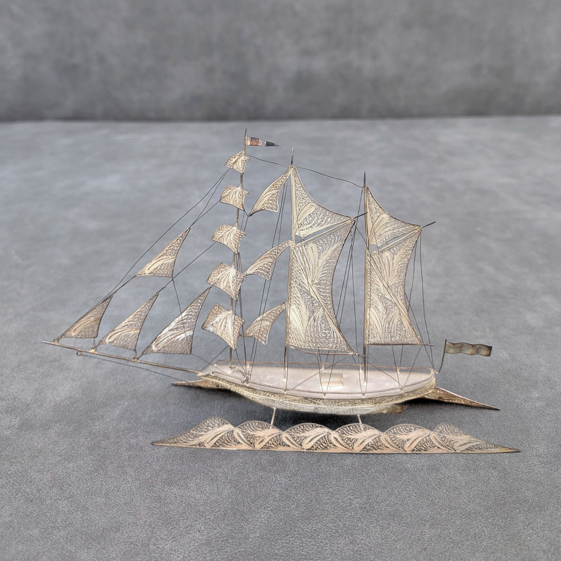 Sterling Silver Filigree Galleon | 1920s