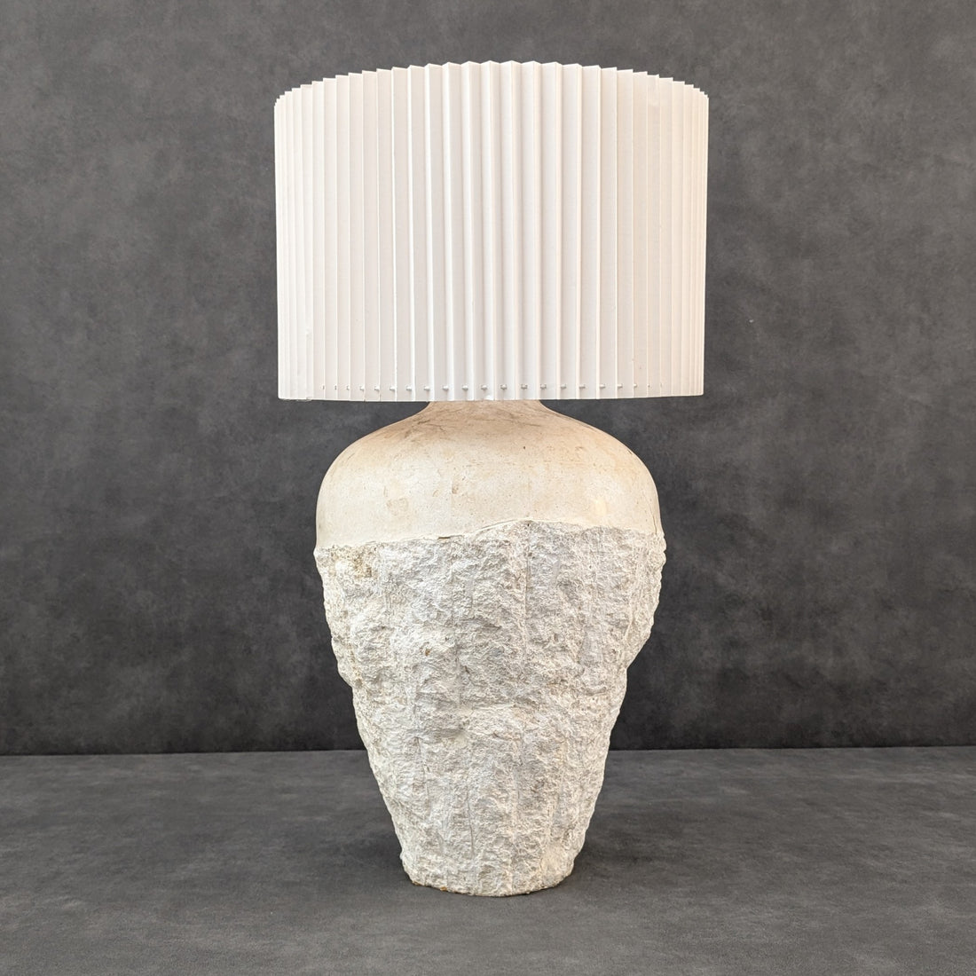Travertine Veneered Vase Form Table Lamp