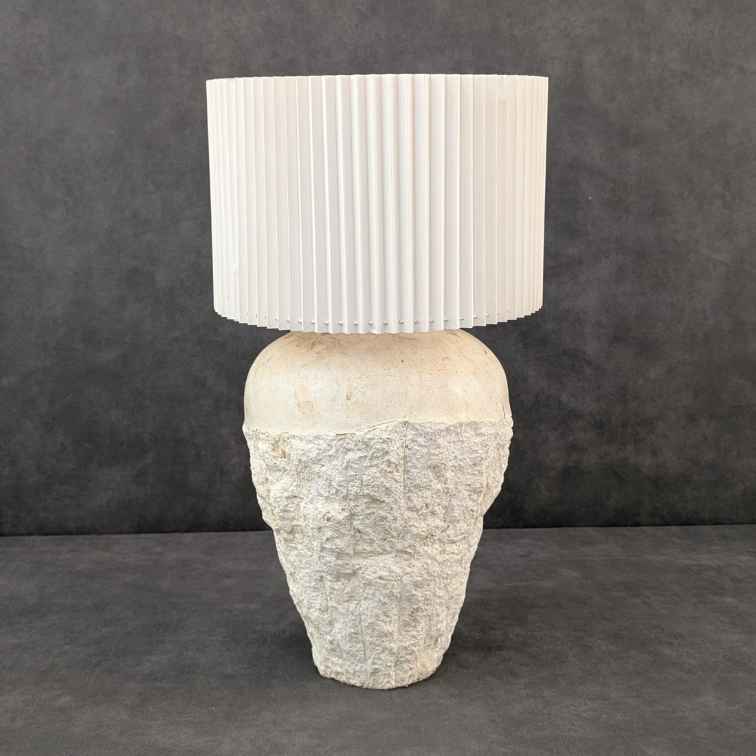 Travertine Veneered Vase Form Table Lamp