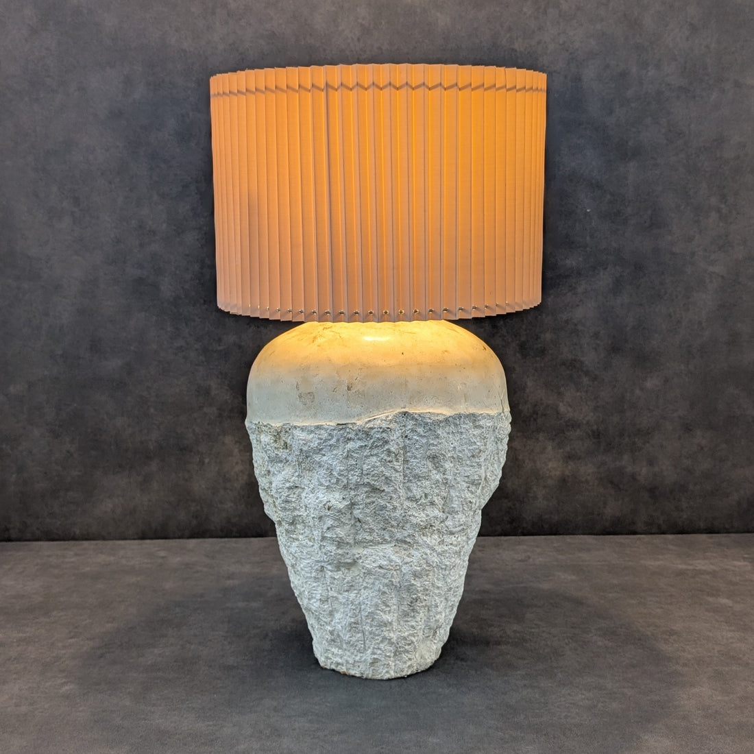 Travertine Veneered Vase Form Table Lamp