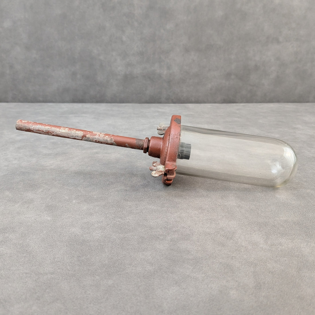 Early Industrial Glass Dome Light | Cast Metal
