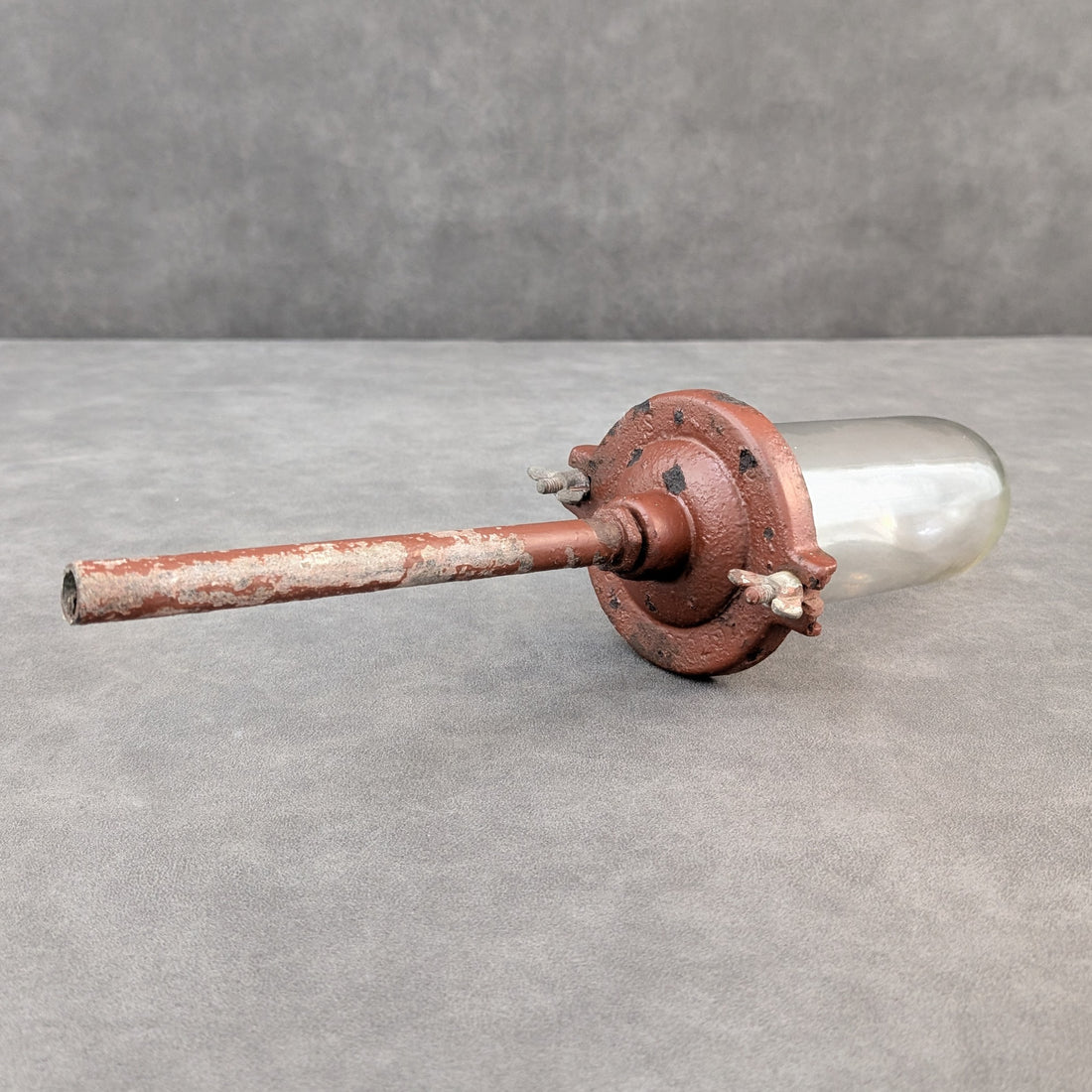 Early Industrial Glass Dome Light | Cast Metal
