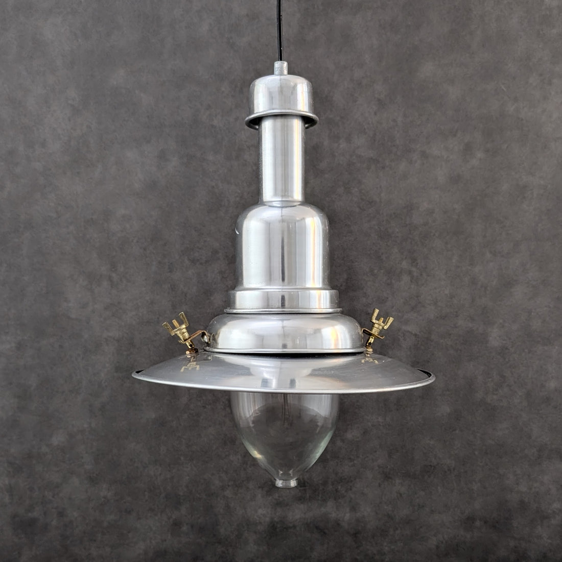 Industrial Pendant Light | 20th Century | Aluminium and Glass
