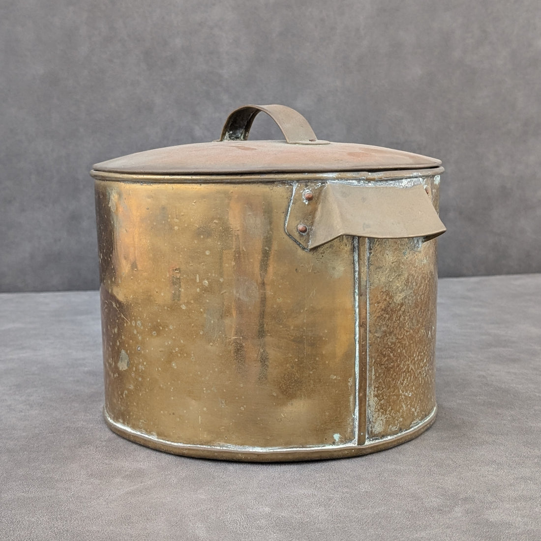 Early European Brass Stockpot with Lid