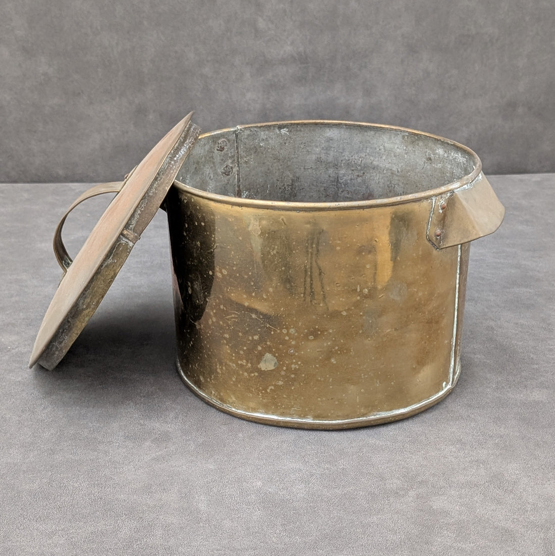 Early European Brass Stockpot with Lid