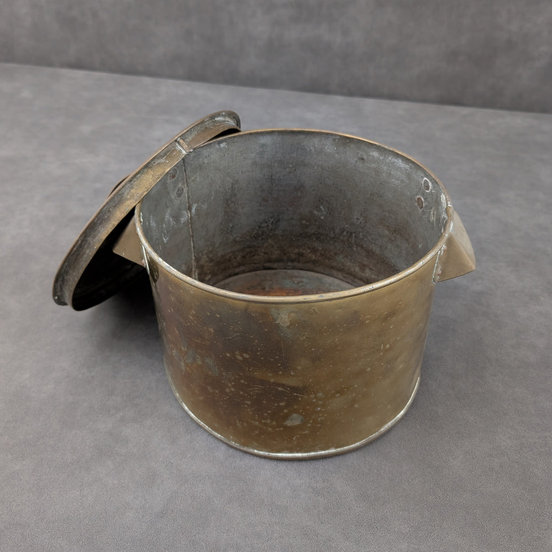 Early European Brass Stockpot with Lid