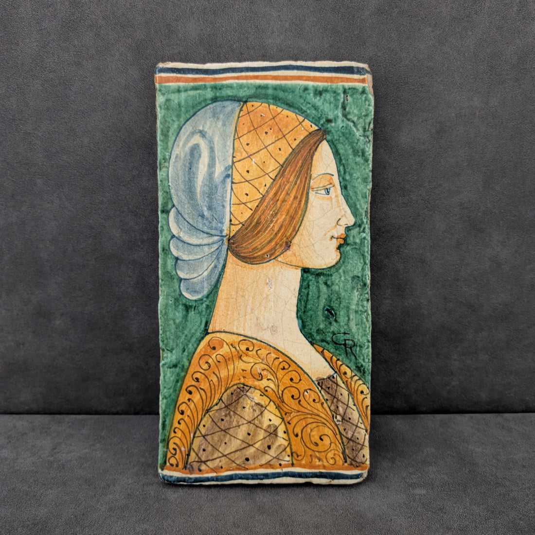TWO | Italian Hand Painted Portrait Plaques