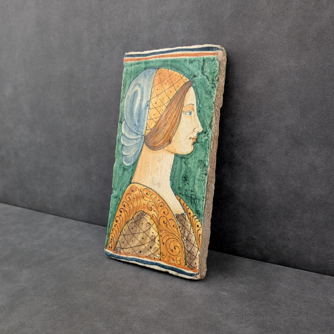 TWO | Italian Hand Painted Portrait Plaques