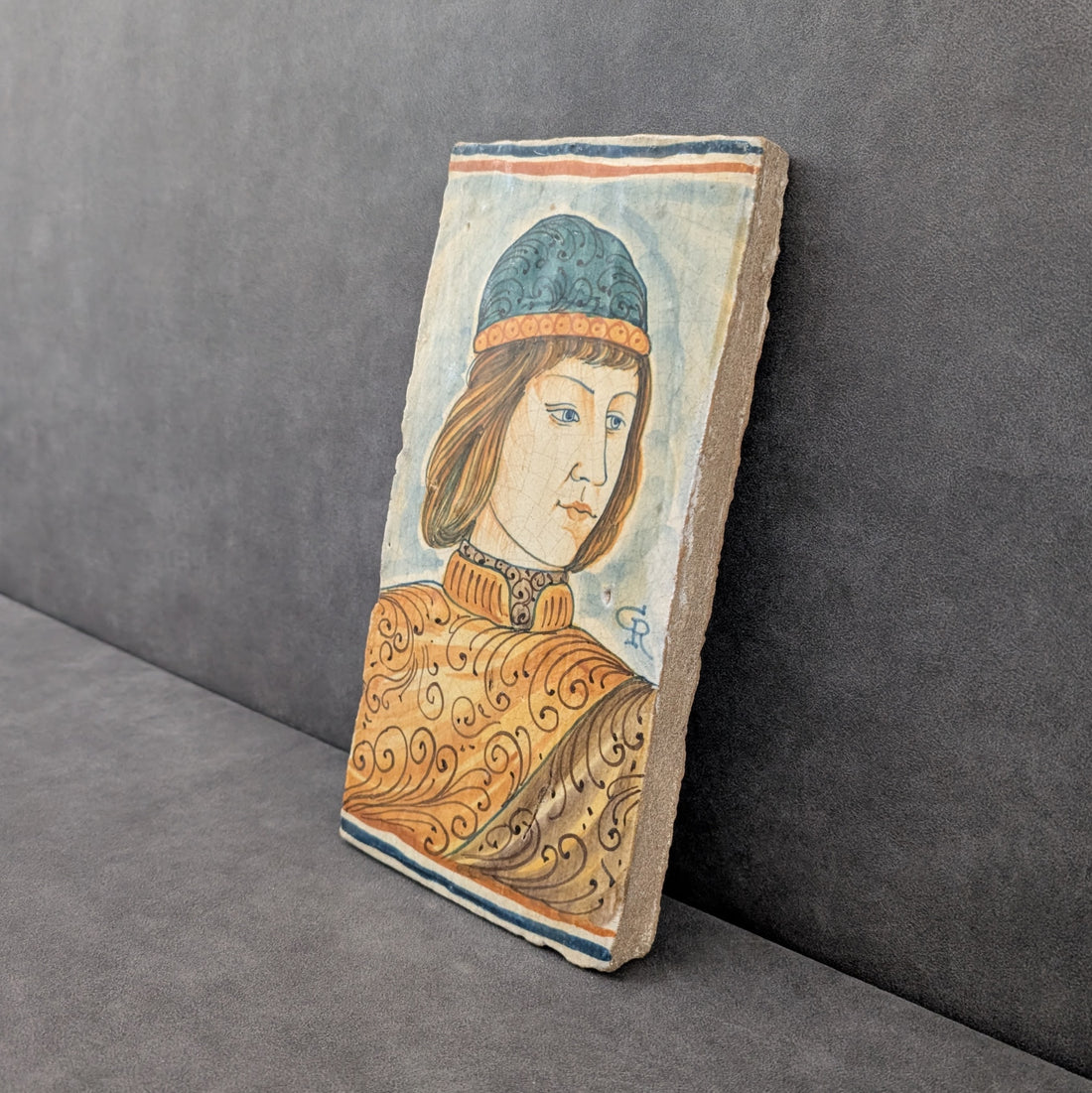 TWO | Italian Hand Painted Portrait Plaques