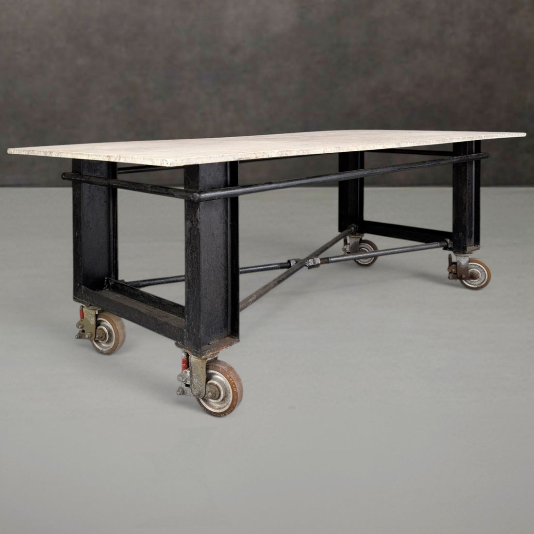Ex Restaurant Marble and Steel Preparation Table