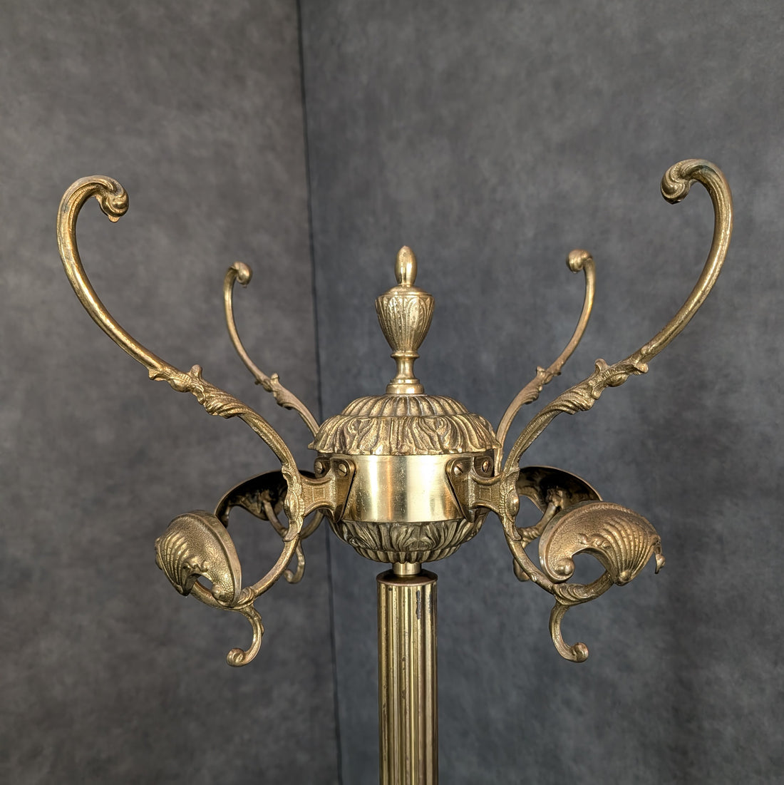 Vintage Italian Brass Coat Rack with Lion Paw Base
