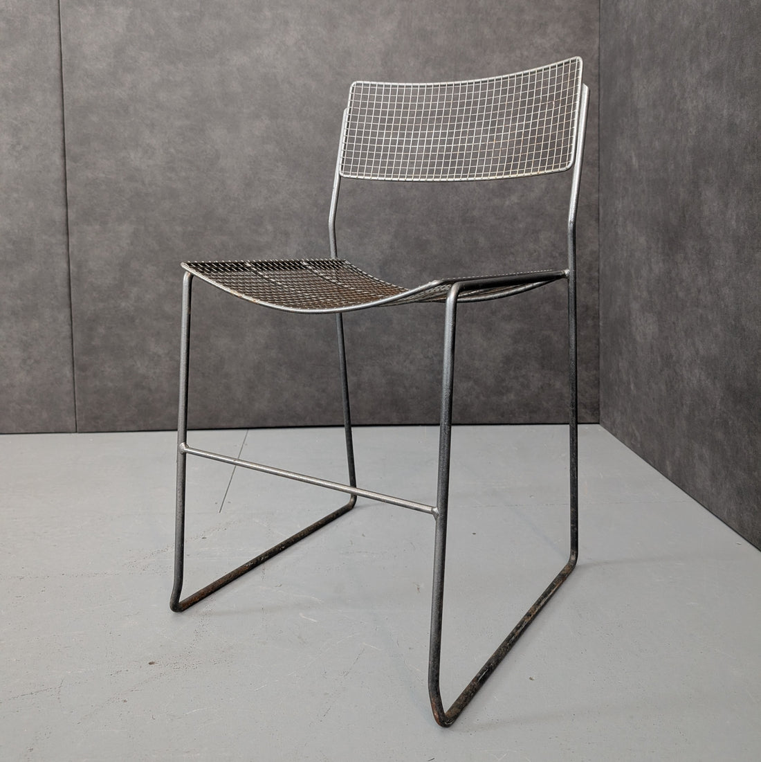 Vintage Industrial Steel Wire Mesh Chair