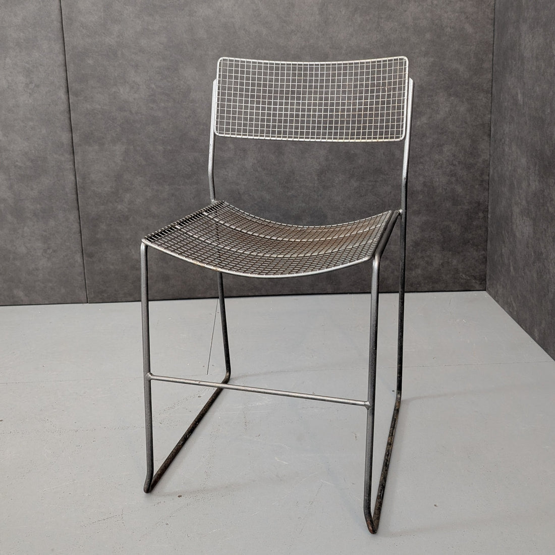 Vintage Industrial Steel Wire Mesh Chair