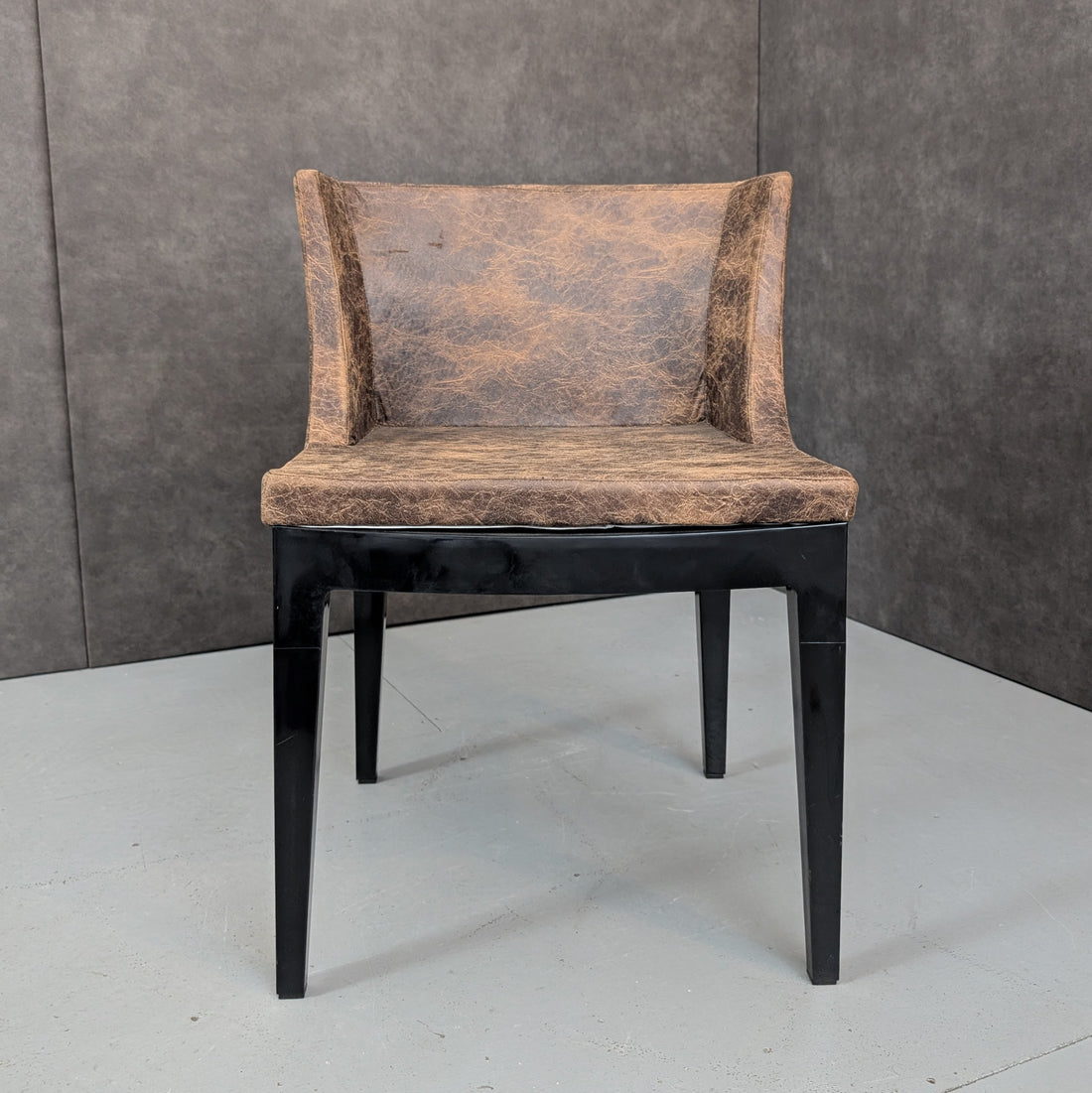 Postmodern Dining Chair Attributed to Kartell Mademoiselle | Brown Technical Upholstery