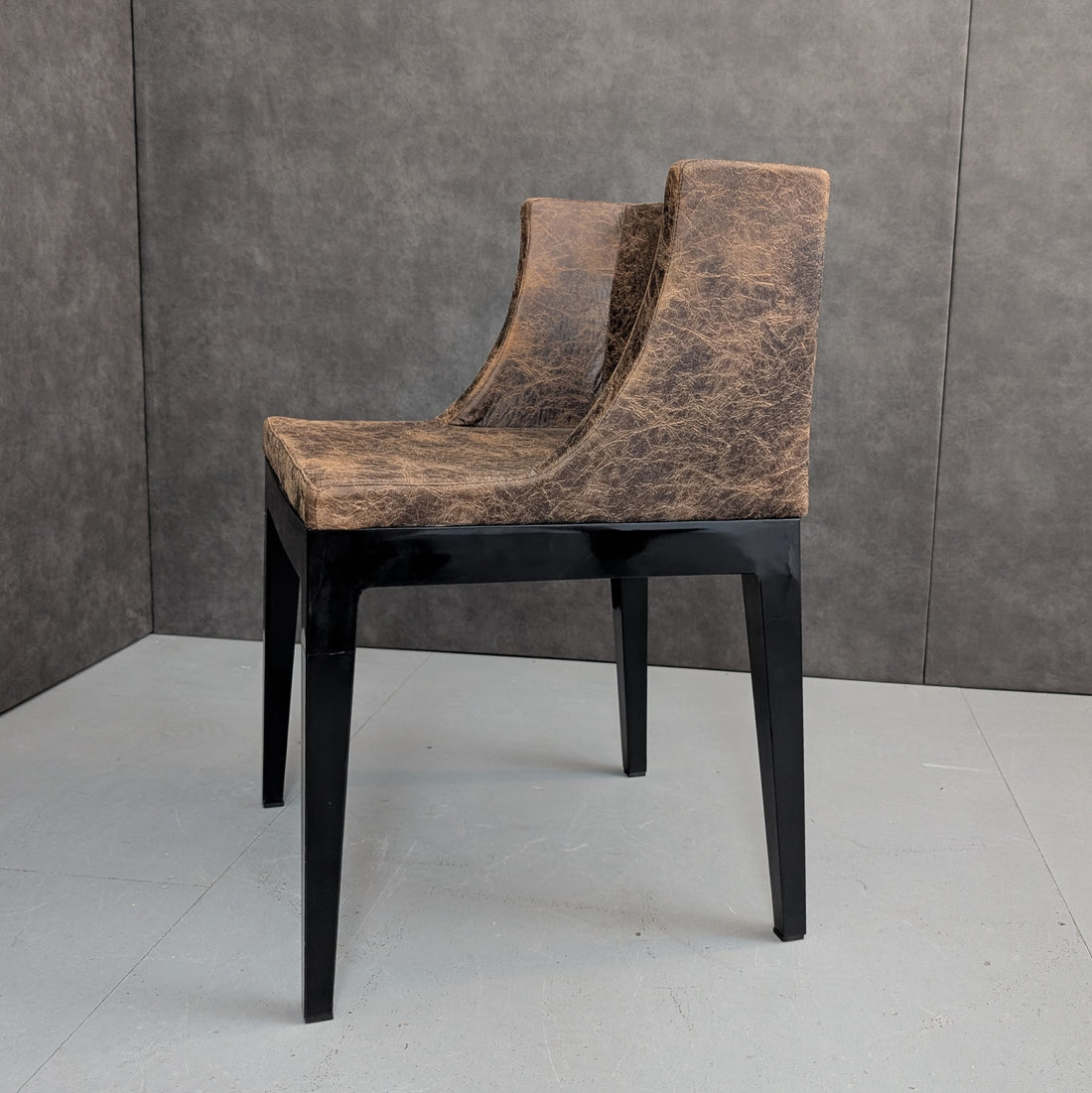 Postmodern Dining Chair Attributed to Kartell Mademoiselle | Brown Technical Upholstery