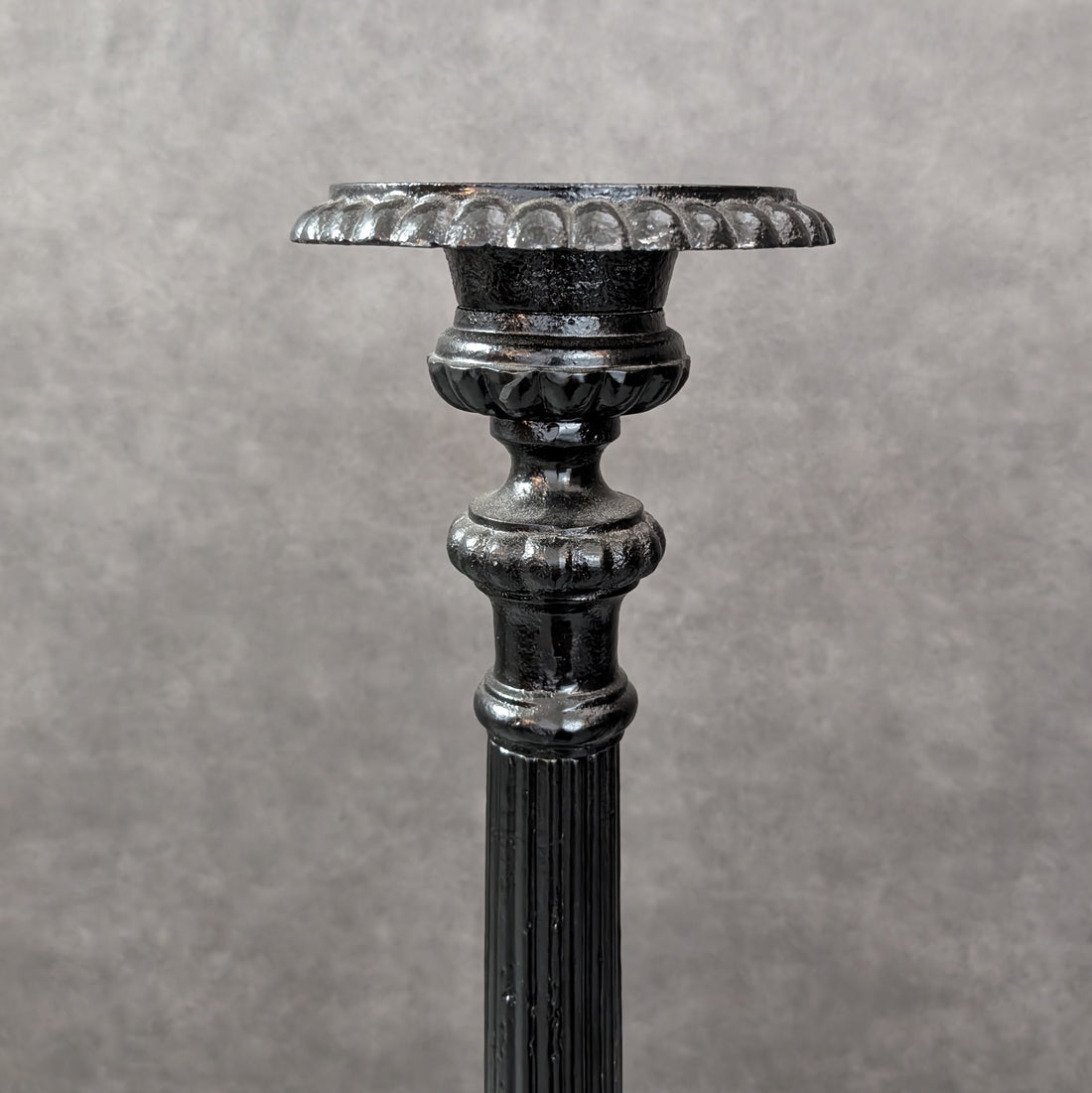 FOUR | Vintage Black Metal Candle Holders | Cast Metal