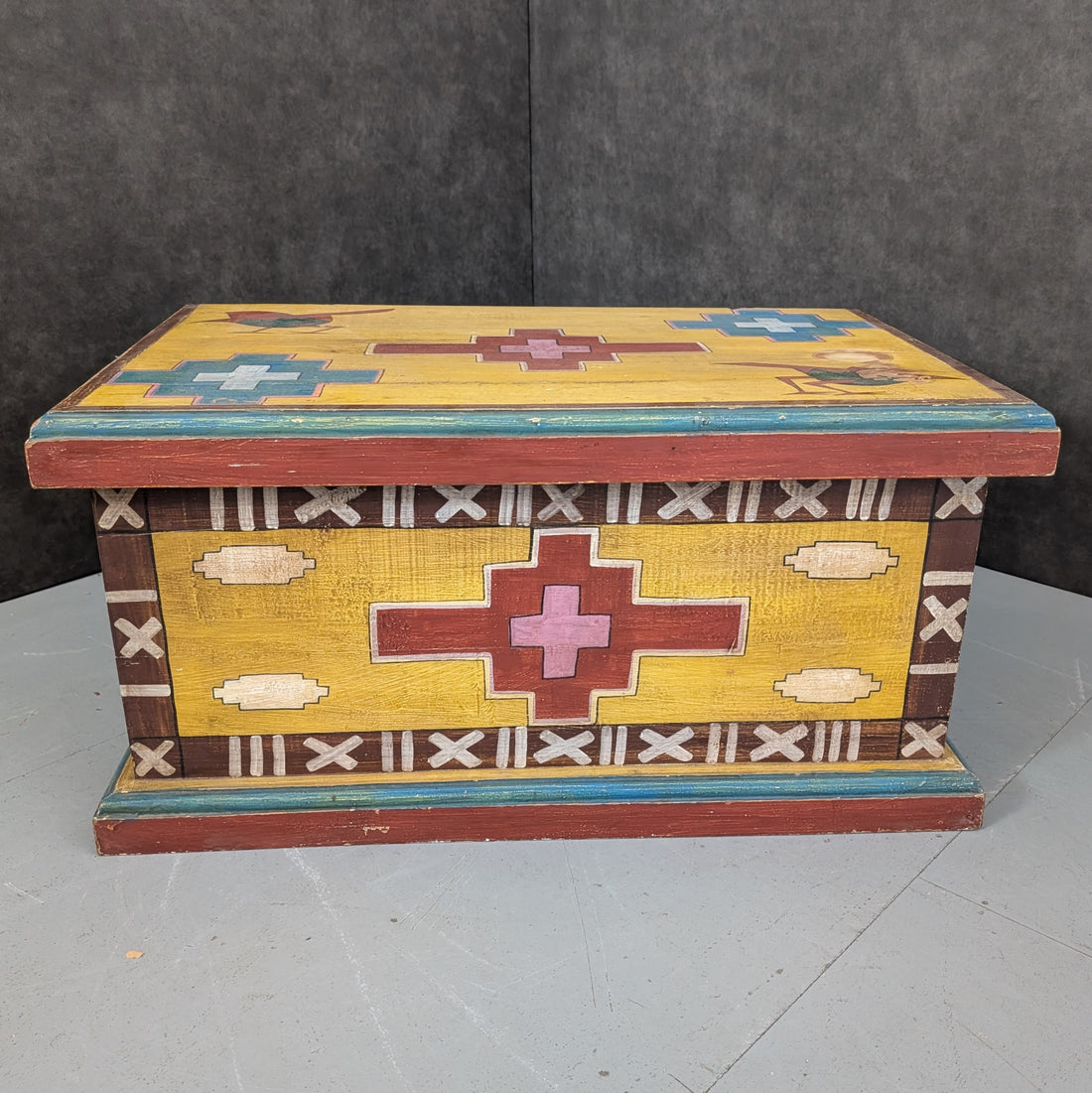 Vintage Santa Fe Painted Chest | Hand Painted Timber