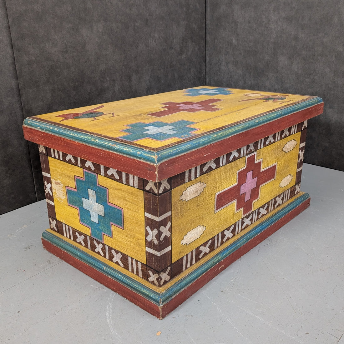 Vintage Santa Fe Painted Chest | Hand Painted Timber