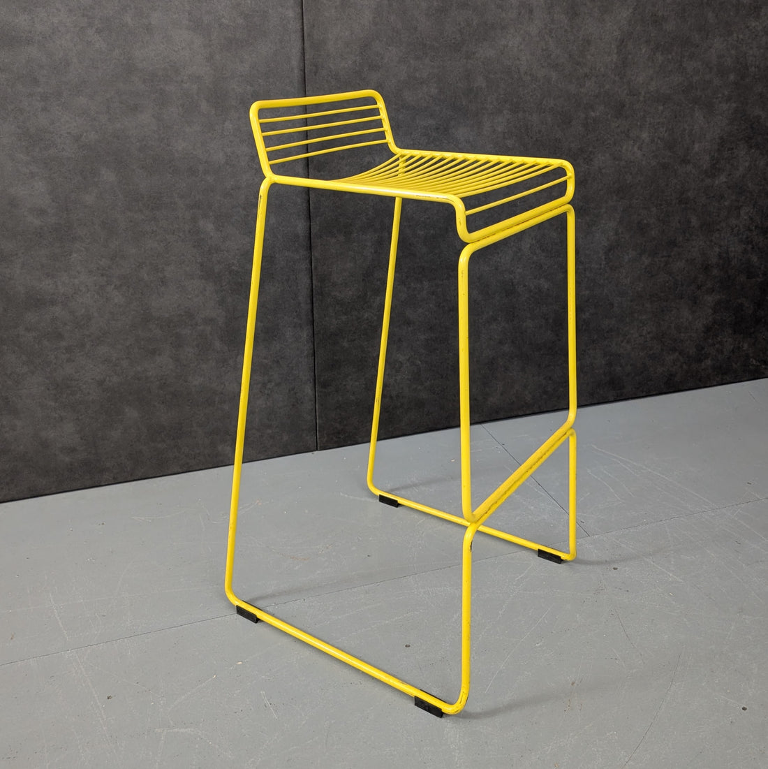 Yellow Steel High Bar Stool Aligned with the HAY Hee