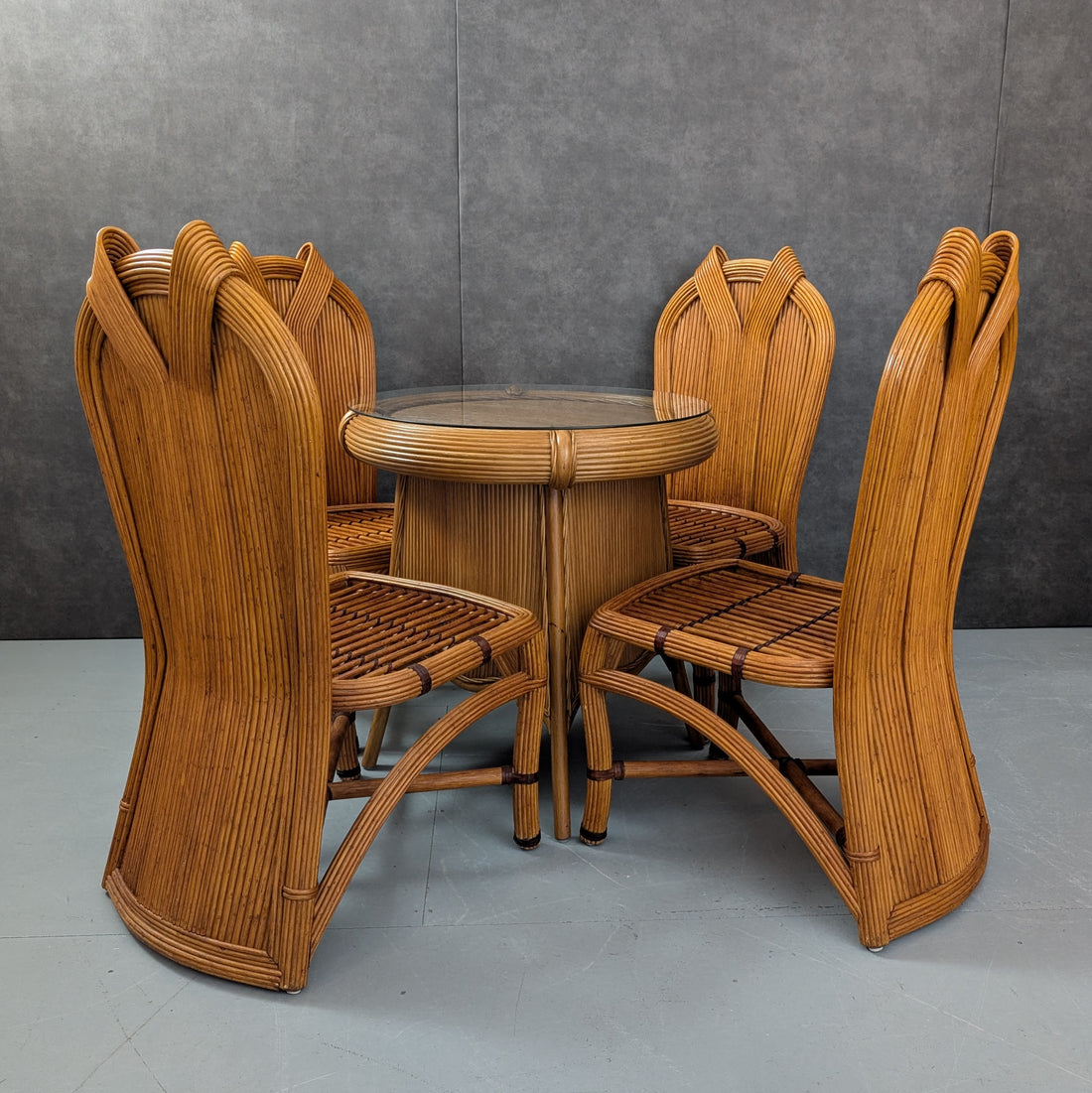 Palm Beach Modernist Tropical Dining Set with Four Chairs