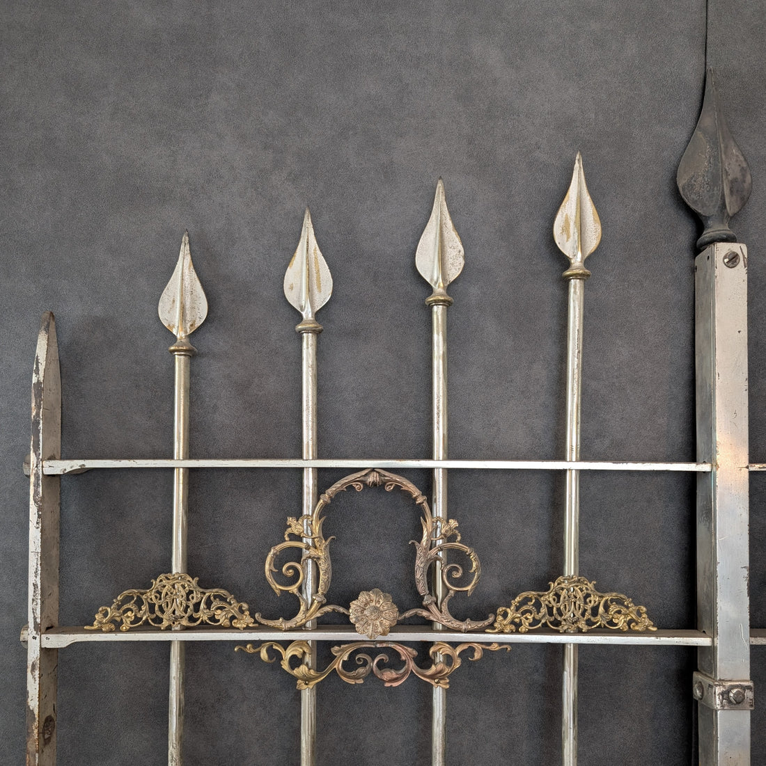 Ornate Silvered Steel and Cast Brass Vintage Gates