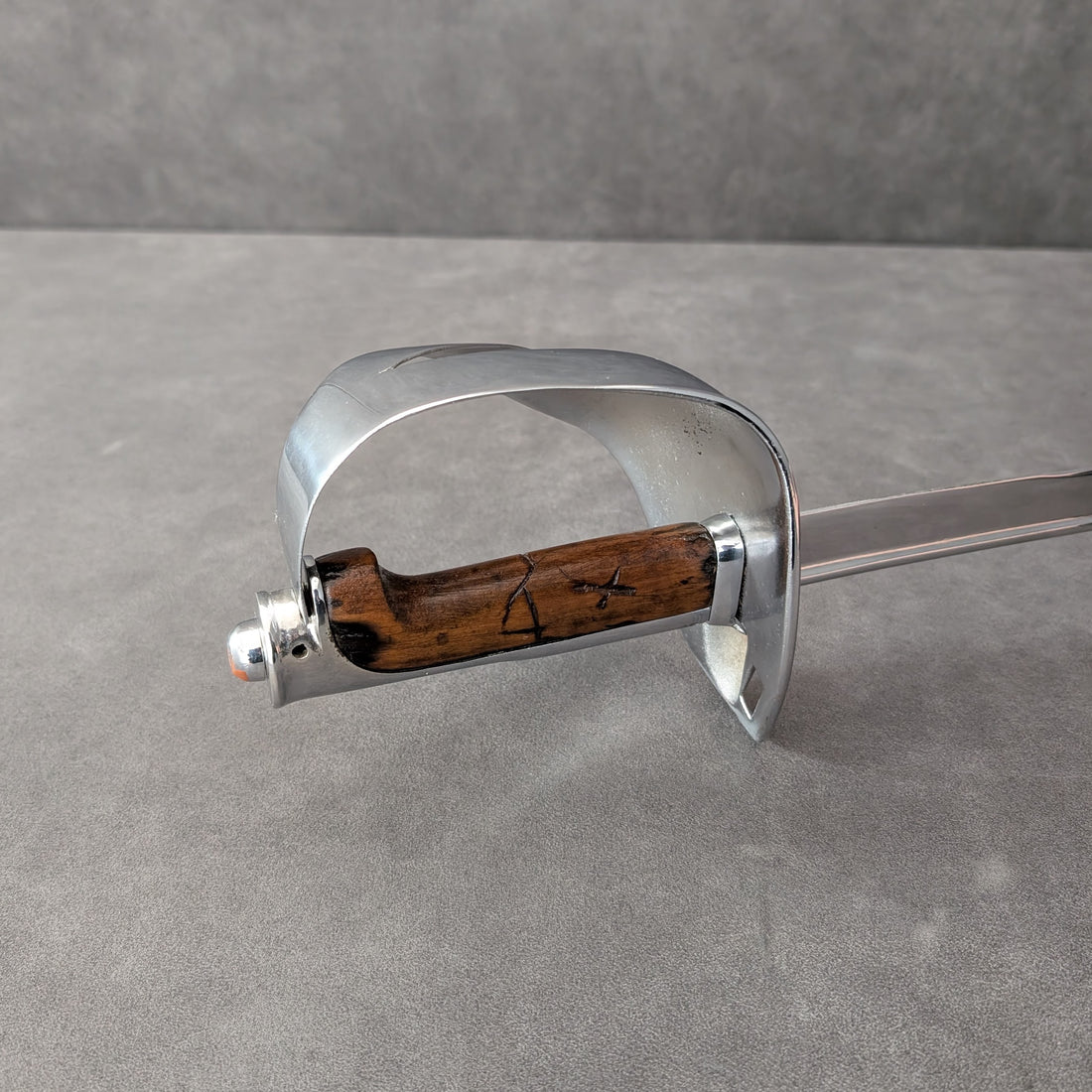 Circa 1900 Italian Cavalry Sabre Steel Blade with Alloy Guard and Timber Grip
