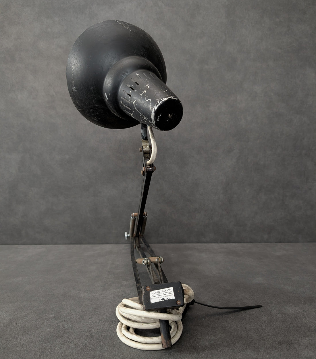 Vintage Luxo Adjustable Task Lamp With Clamp Mount | Black Enamel And Steel
