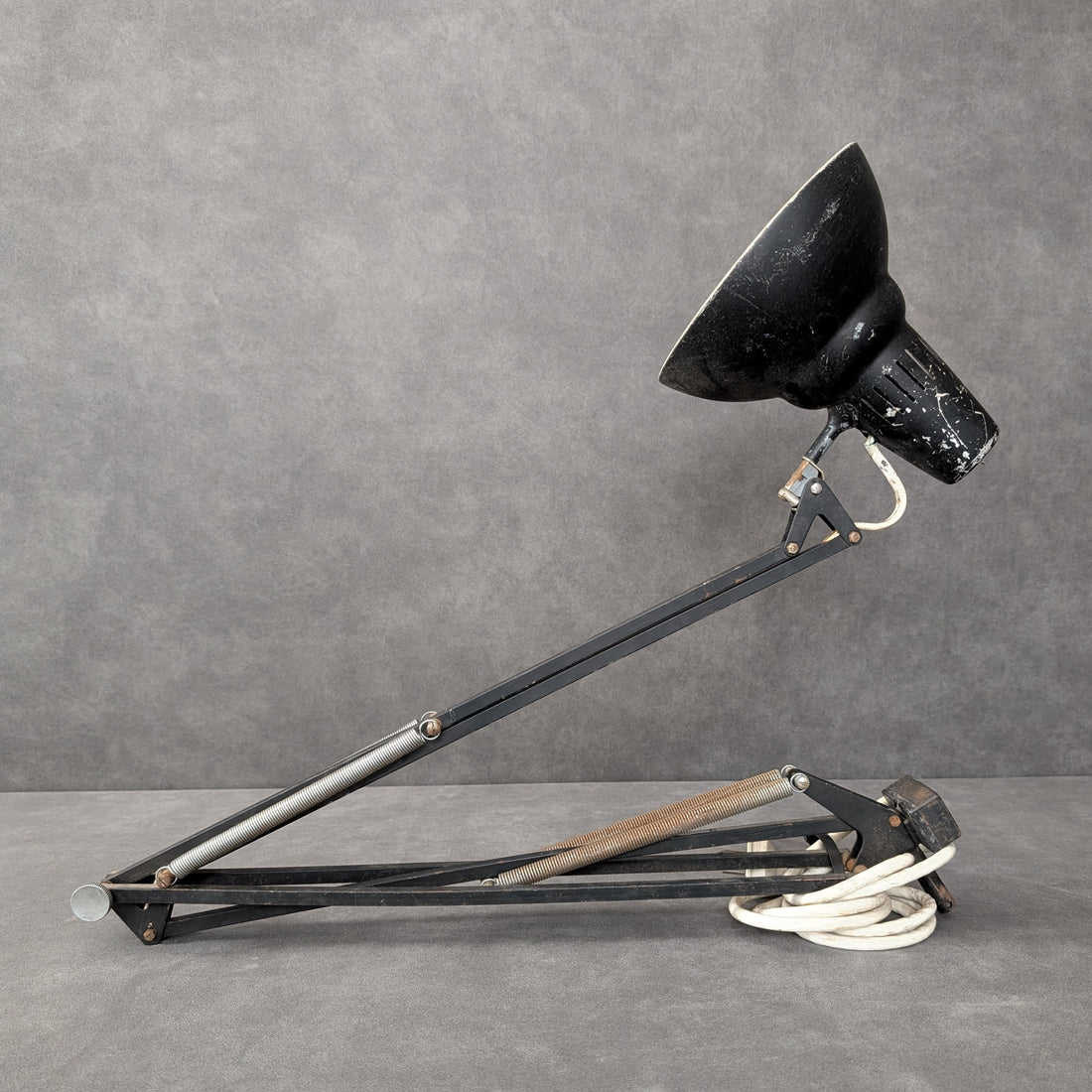 Vintage Luxo Adjustable Task Lamp With Clamp Mount | Black Enamel And Steel