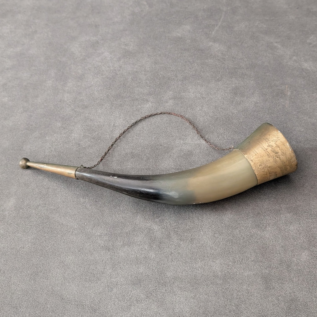 Antique German Powder Horn Circa 1776 | Horn and Brass