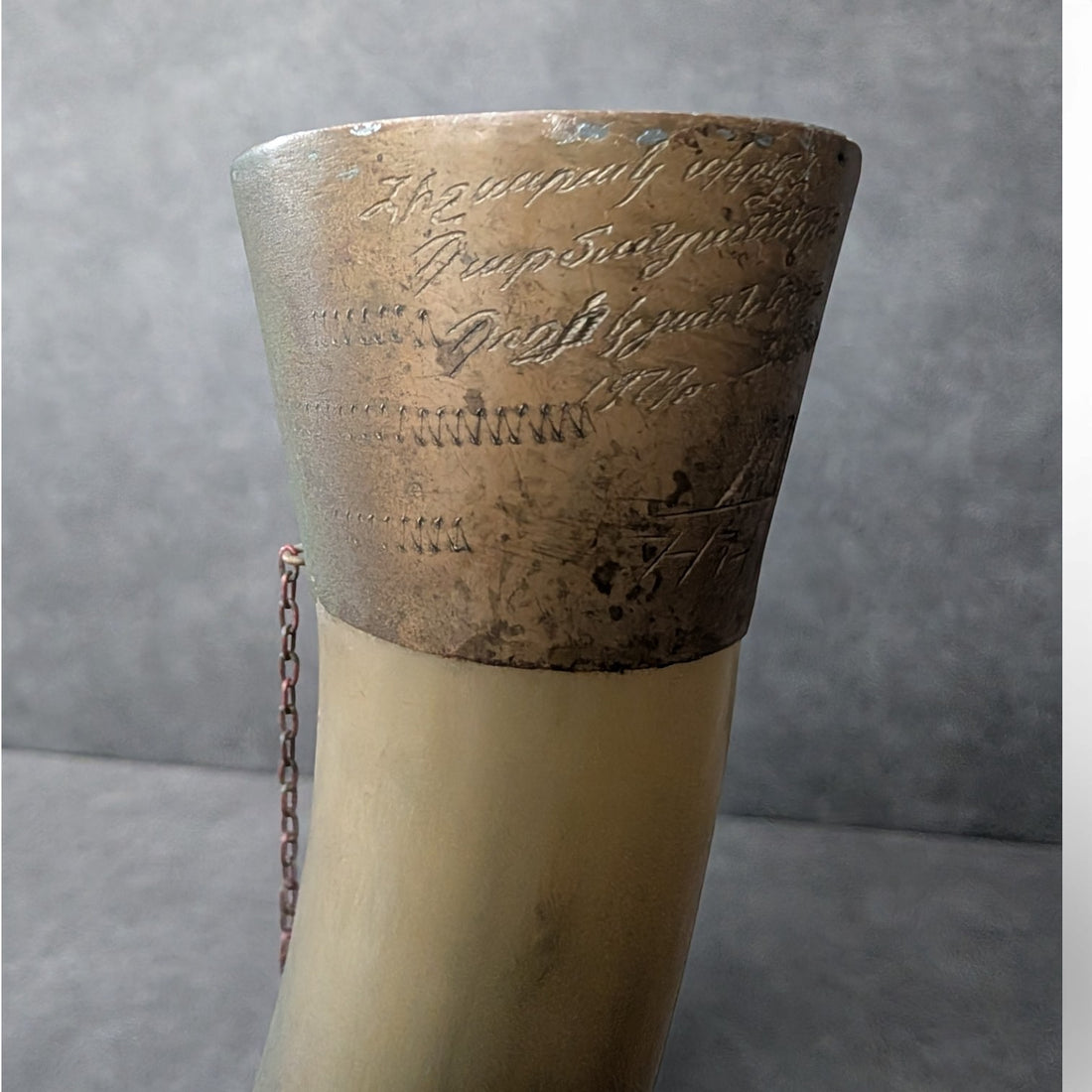 Antique German Powder Horn Circa 1776 | Horn and Brass