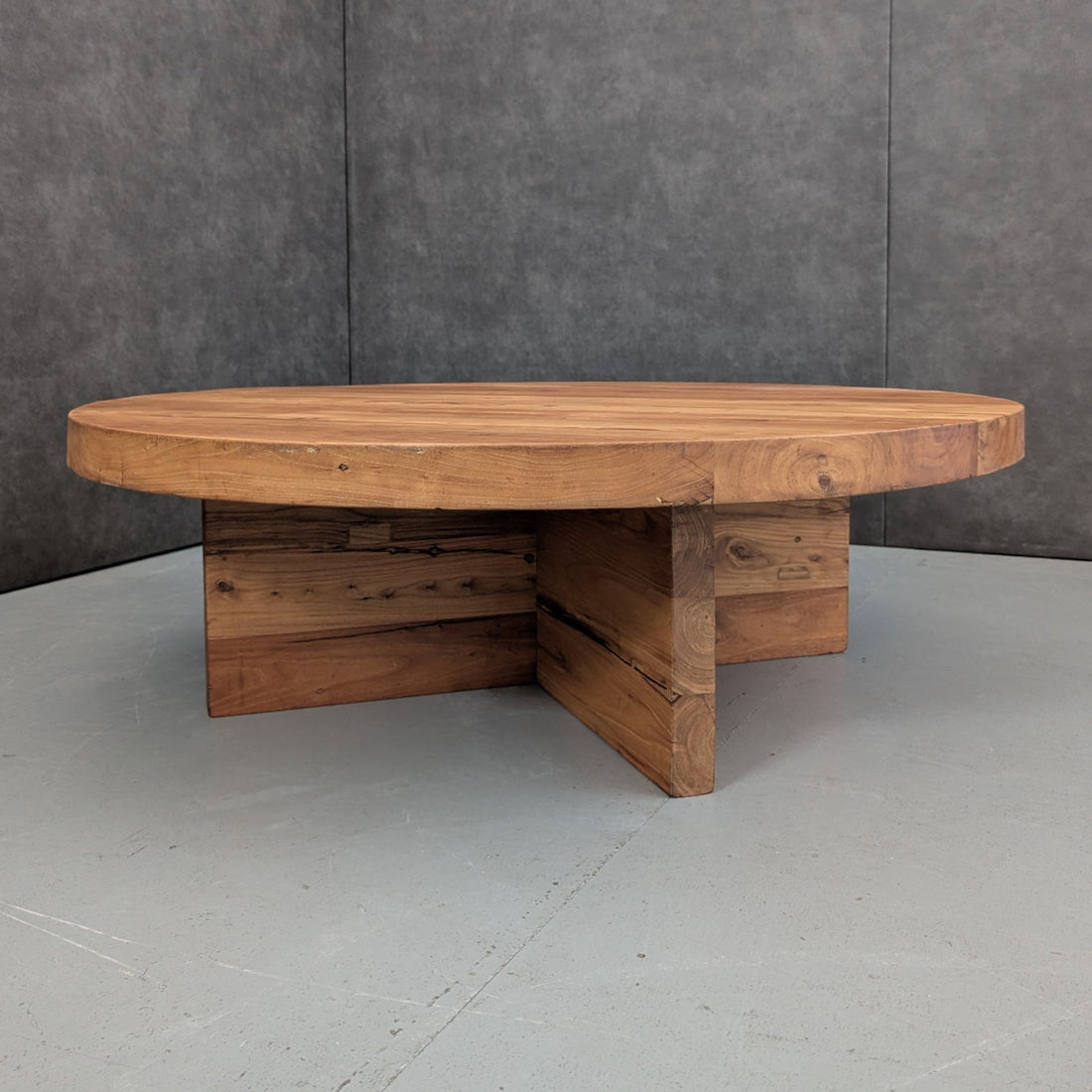 Oversized Solid Elm Coffee Table 120cm Diameter