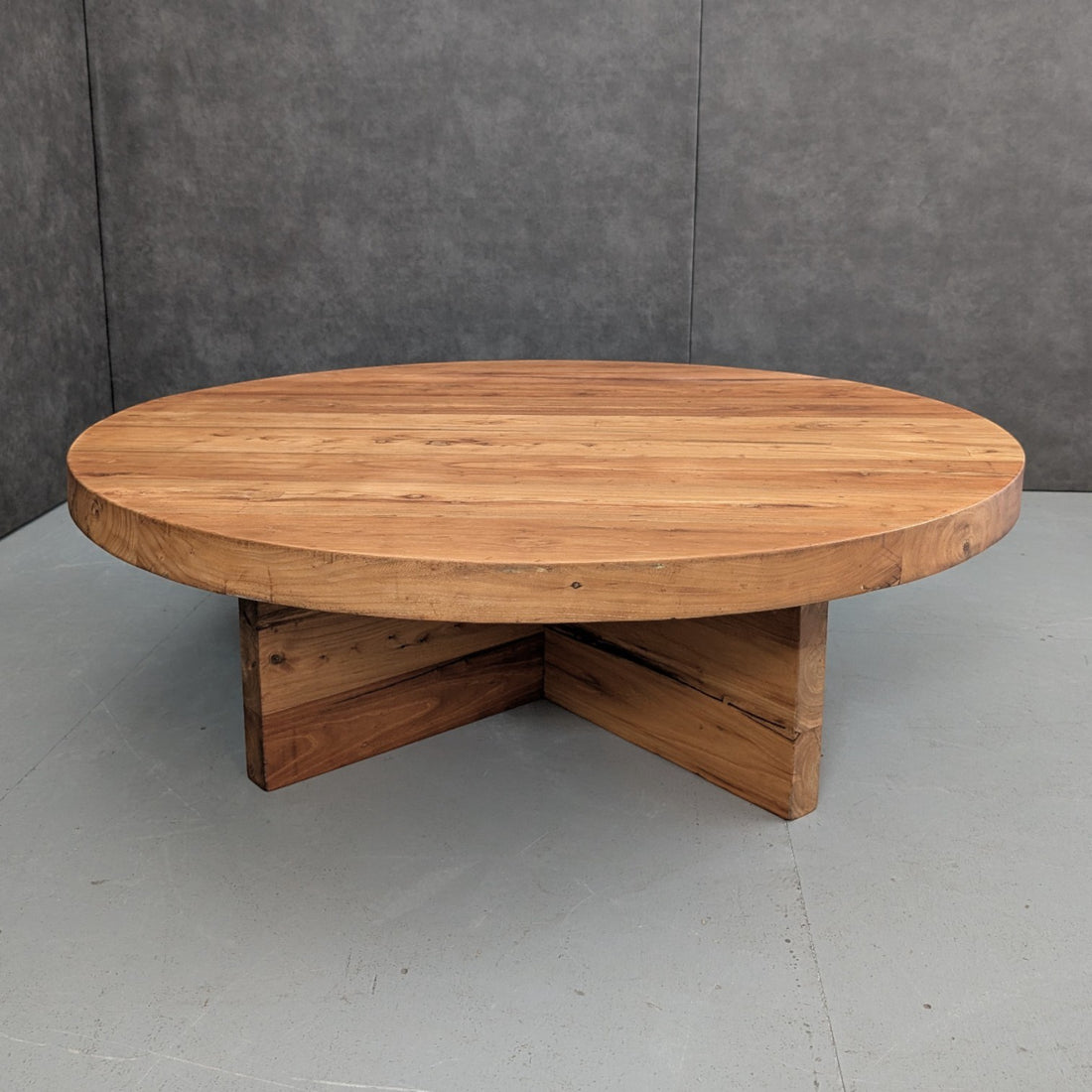 Oversized Solid Elm Coffee Table 120cm Diameter
