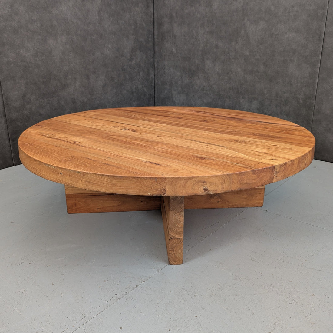 Oversized Solid Elm Coffee Table 120cm Diameter