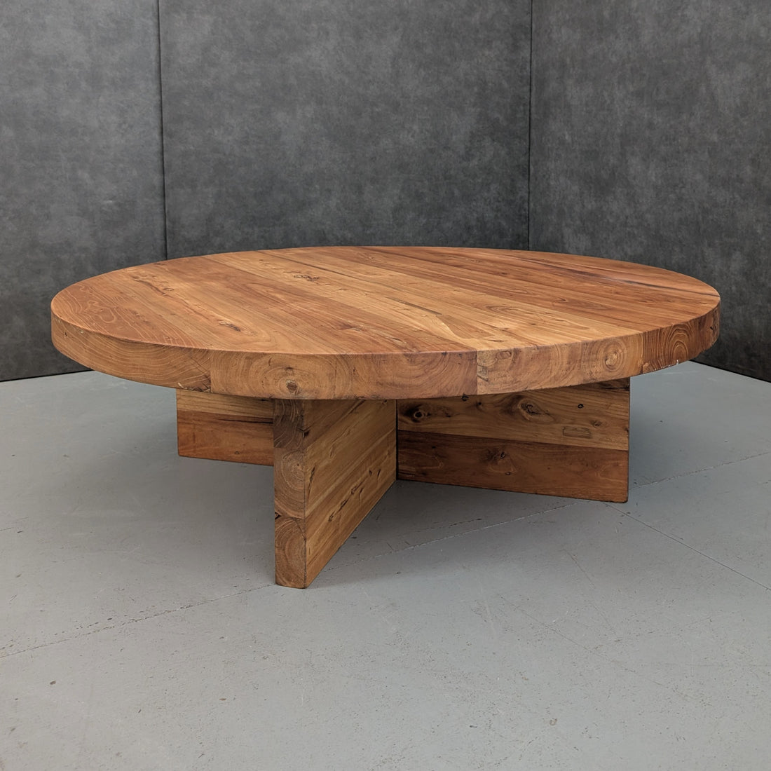 Oversized Solid Elm Coffee Table 120cm Diameter
