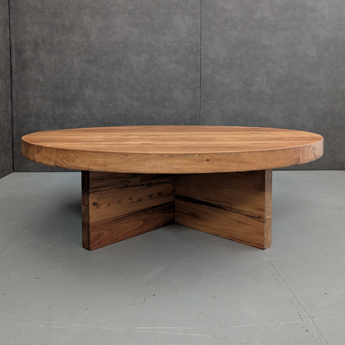 Oversized Solid Elm Coffee Table 120cm Diameter