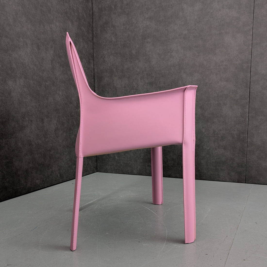 Blush Rose Leatherette Armchair in the Style of Mario Bellini