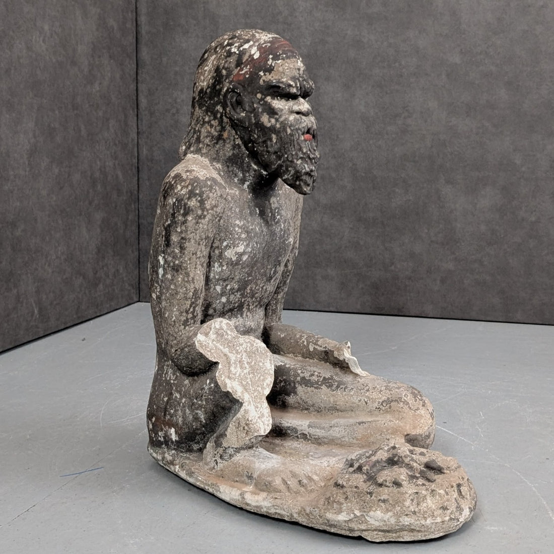 Vintage Australian Aboriginal Figure Sculpture Cast Stone